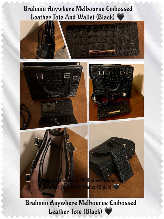 Brahmin Handbags - Brahmin Black Croc-Embossed Leather Tote with Matching Wallet
